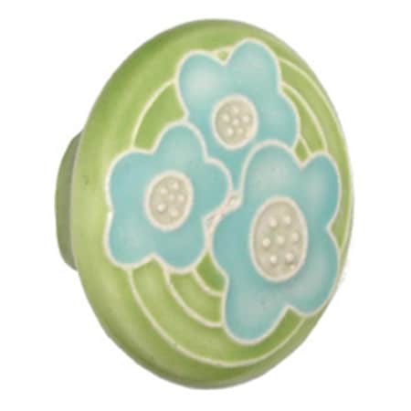 Acorn Mfg Lg Rd Lt Green with 3 Blue Flowers PR8YP